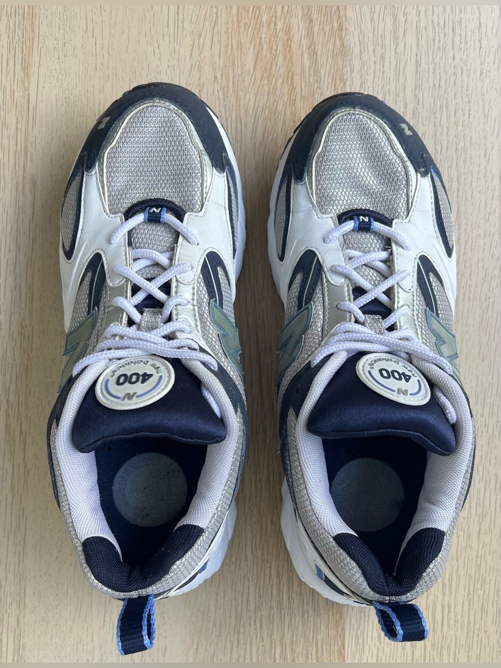New Balance 400 Y2K Mesh Running Dad Sneakers White Navy Silver US 10 - Picture 4 of 15